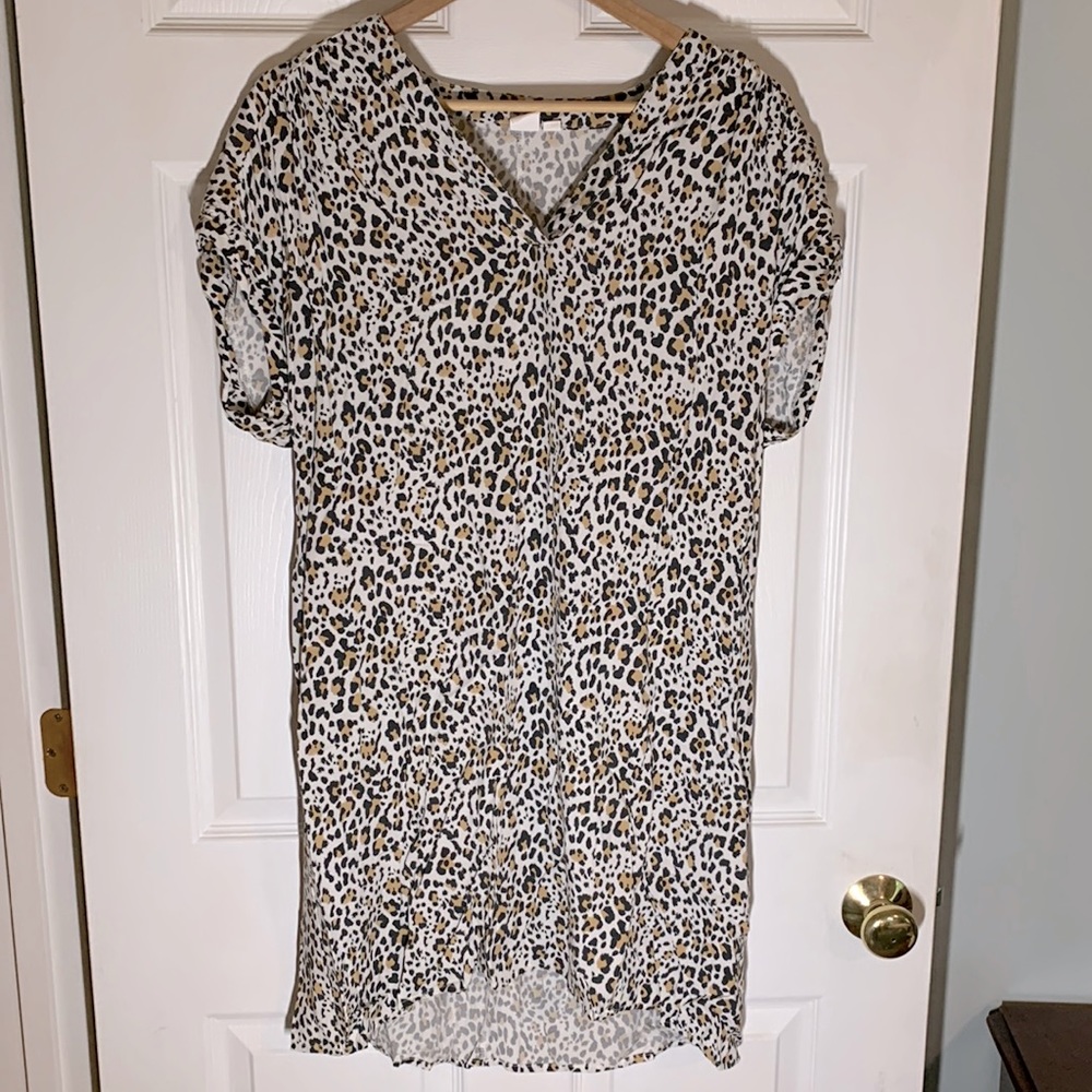 Animal print pocketed shift dress